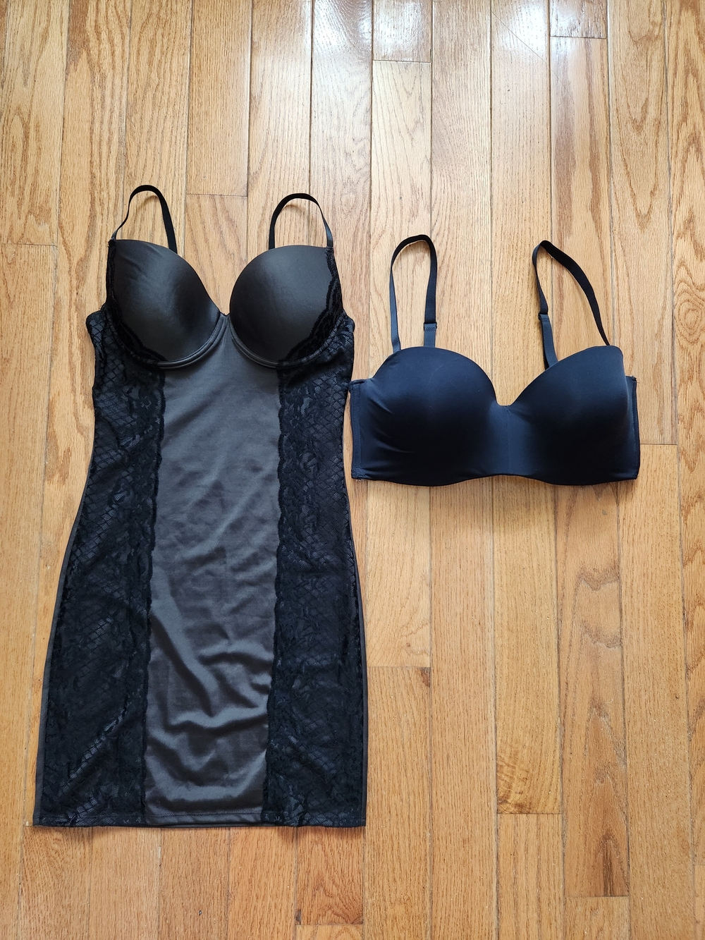 Women’s Black Lace Slip Shaper with Strapless Bra